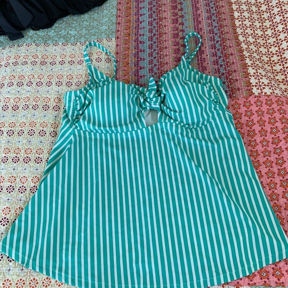 Green and White Striped Tankini - Picture 1 of 3